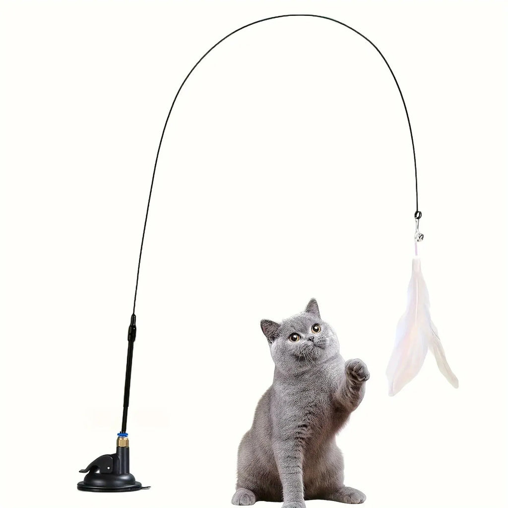 Canne à Pêche Interactive pour Chat – Plumes & Clochette avec Ventouse