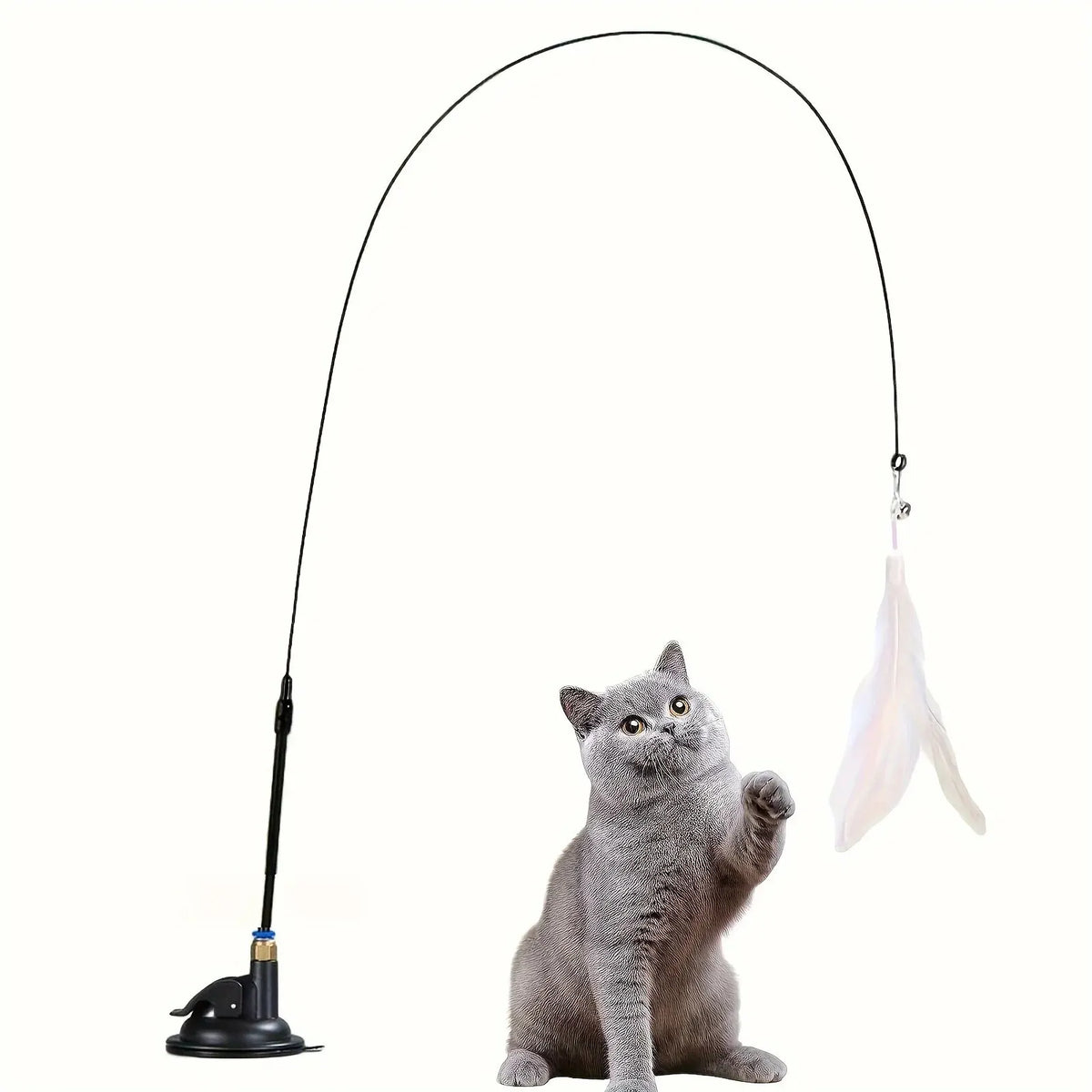 Canne à Pêche Interactive pour Chat – Plumes & Clochette avec Ventouse